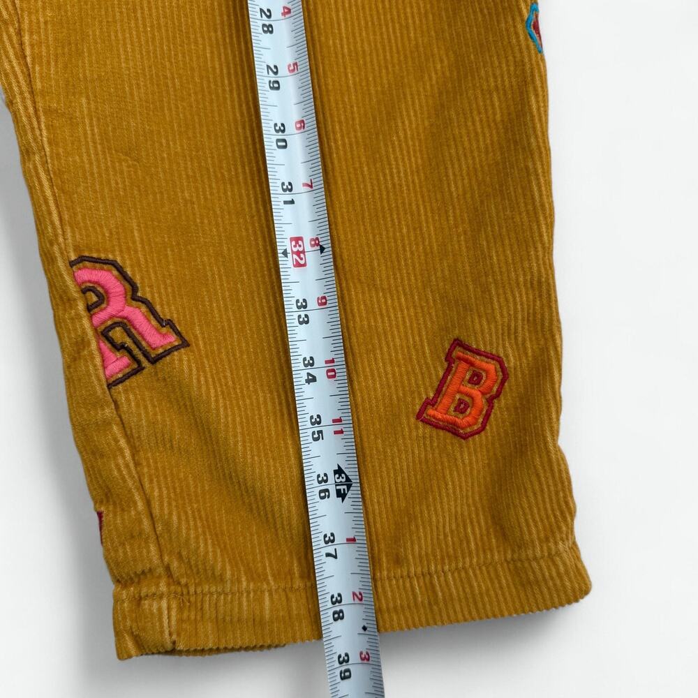 Urban Outfitters Pants Mens Large Mustard Corduroy Varsity Letter Embroidered - Picture 6 of 10